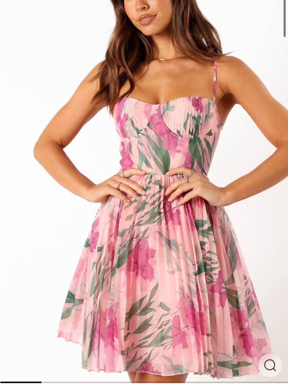 Petal & Pup Pink Floral Pleated Mini Dress NWT XS